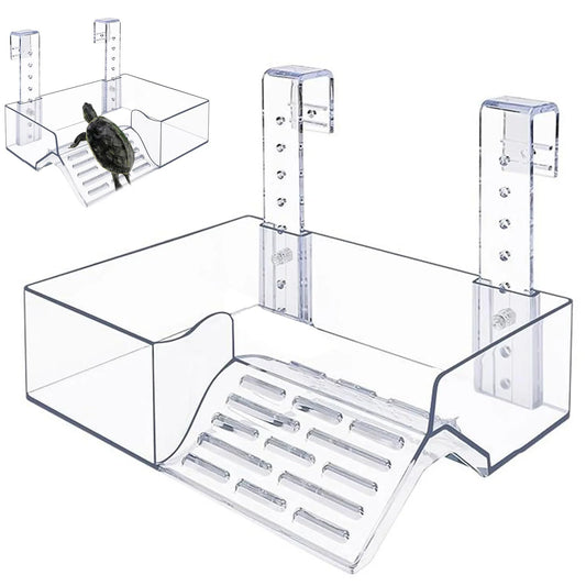 Floating Turtle Basking Platform, Transparent Perforated Climbing Platform with Wide Hook for Aquatic Turtles
