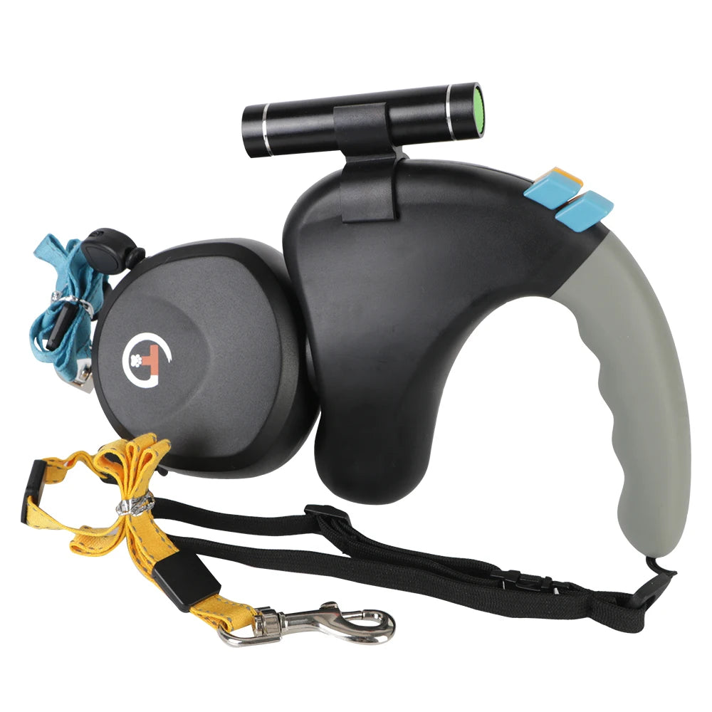 For 2 Dogs Walking Pet Belt Retractable, Adjustable Double with Light Dual Dog Leash