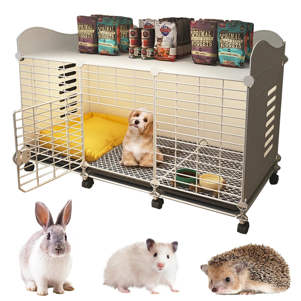 Dog Kennel with Wheels & Tray,