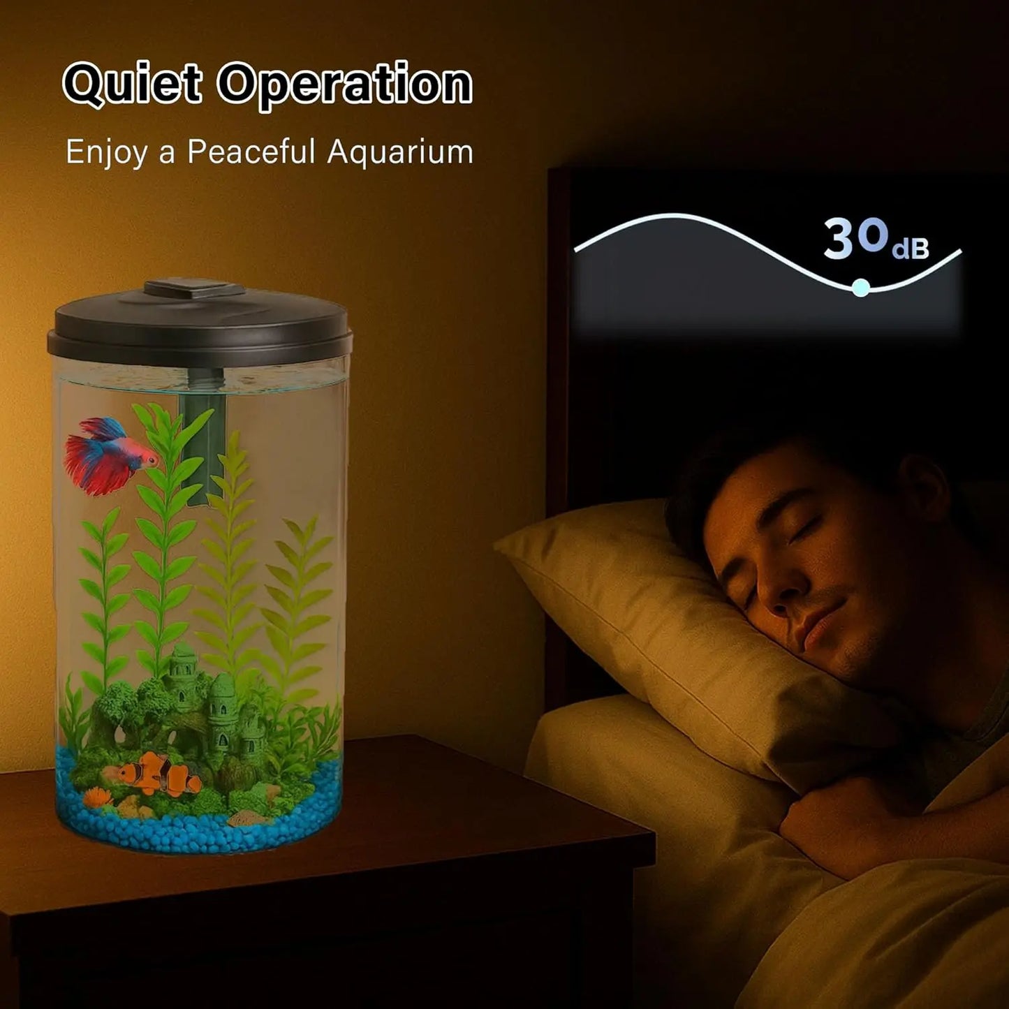 6-Gallon 360-Degree Aquarium Kit with LED Lights and Power Filter for Tropical Fish