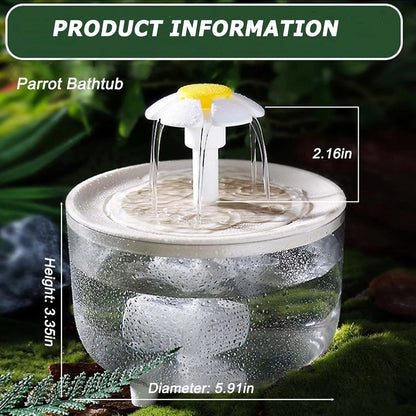 Indoor Bird Bath Fountain, Automatic Shower Tub with Filter Pump, Easy Clean for Small, Medium Parrot Pets