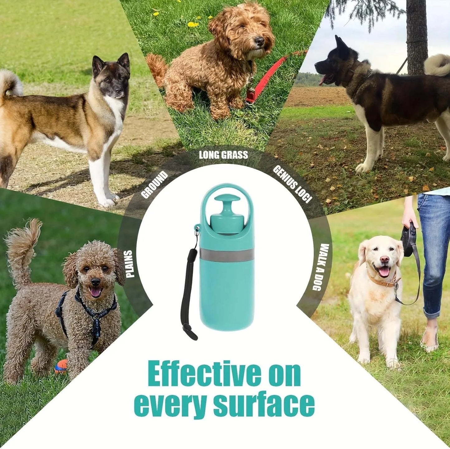 Portable Dog Pooper Scooper, No Touch Claw Pickup Tool with Waste Bag Holder, Easy One-Hand