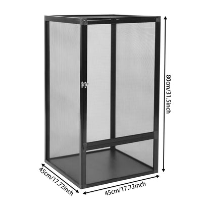 Micro Habitat Terrarium Enclosure, Rectangular Freestanding Reptile Feeding Box, Reptile Pet Feeding Net Box Black 20kg