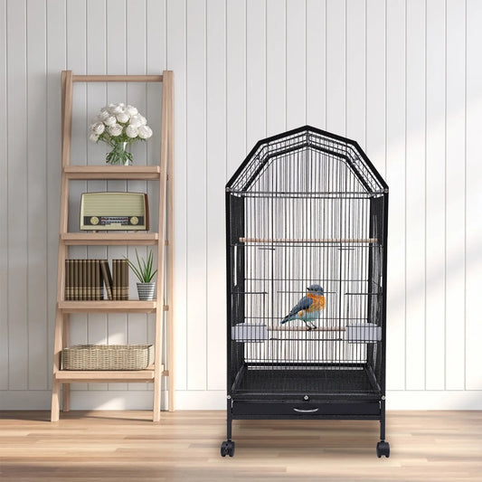 40-Inch Bird Cage with Open-Top and Rolling Stand,