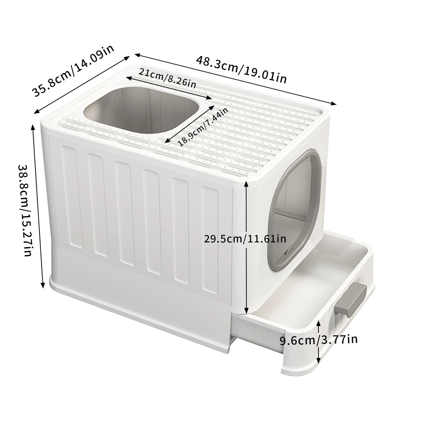 Cat Litter Box with Lid, Enclosed Cat Potty, Top Entry Anti-Splashing,  Easy to Clean with Cat Litter Scoop