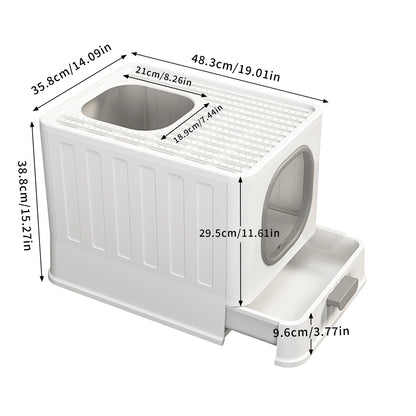 Cat Litter Box with Lid, Enclosed Cat Potty, Top Entry Anti-Splashing,  Easy to Clean with Cat Litter Scoop