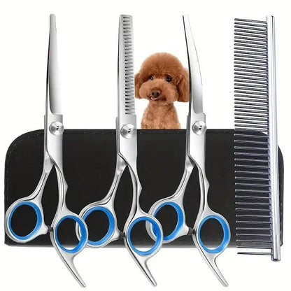Ambidextrous Pet Safe Scissors, Stainless Steel Dog Grooming Shears with round Head for Precision Trimming