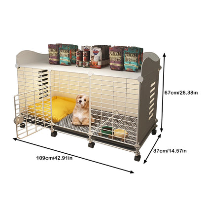Dog Kennel with Wheels & Tray,