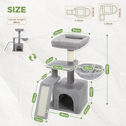 Cat tree and Tower for Indoor with Scratching Posts, Big Hammock, and Removable Top Perch.