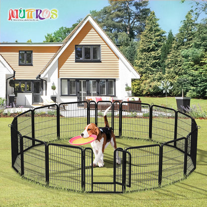 Dog Playpen with Door, Outdoor/Indoor Foldable Metal Pet Fence, Heavy Duty Puppy Exercise Pen for Yard, RV Camping,