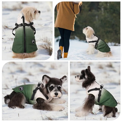 Pet Dog Winter Warm Jacket with Harness, Zipper for Cold Weather