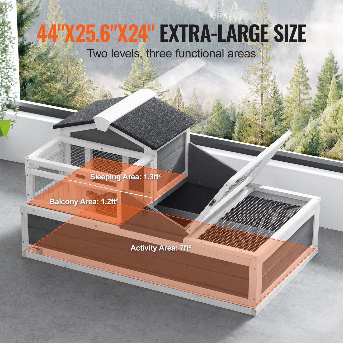 Tortoise Habitat, Wooden House with Adjustable Lamp Holder, Reptile Enclosure, Small Animal Cage for Gecko Lizard