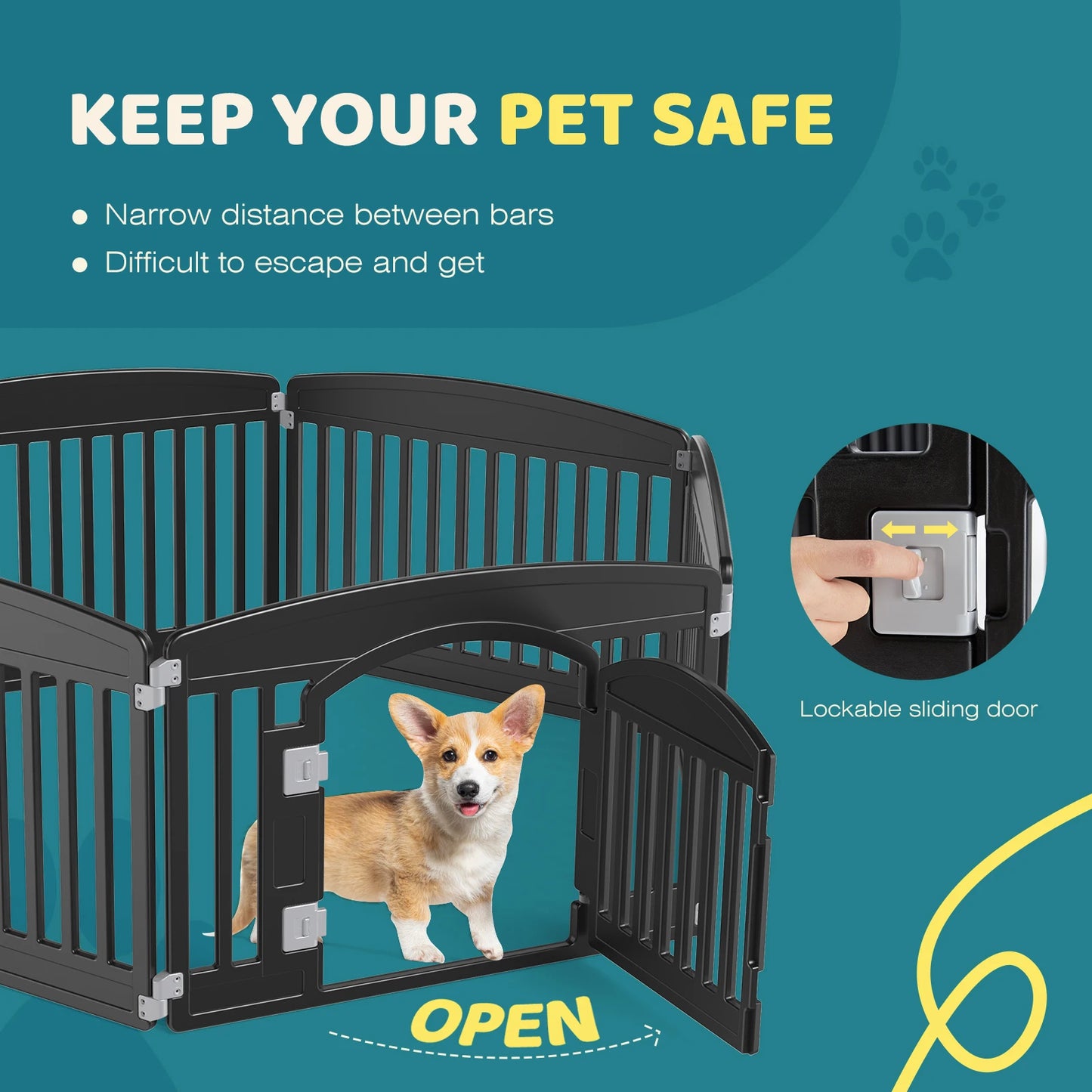 Plastic Folding Portable Dog Playpen for Medium Dogs, which can be placed indoor or outdoor