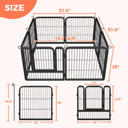 Dog Playpen with Door, Outdoor/Indoor Foldable Metal Pet Fence, Heavy Duty Puppy Exercise Pen for Yard, RV Camping,