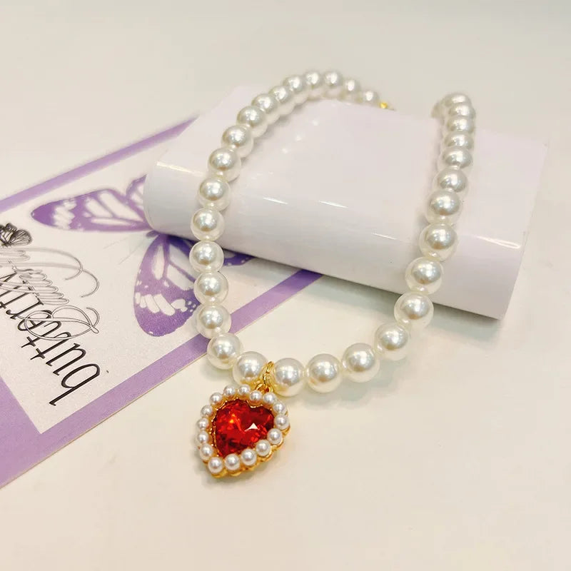 Adjustable Pet Pearl Necklace Accessories for Cats