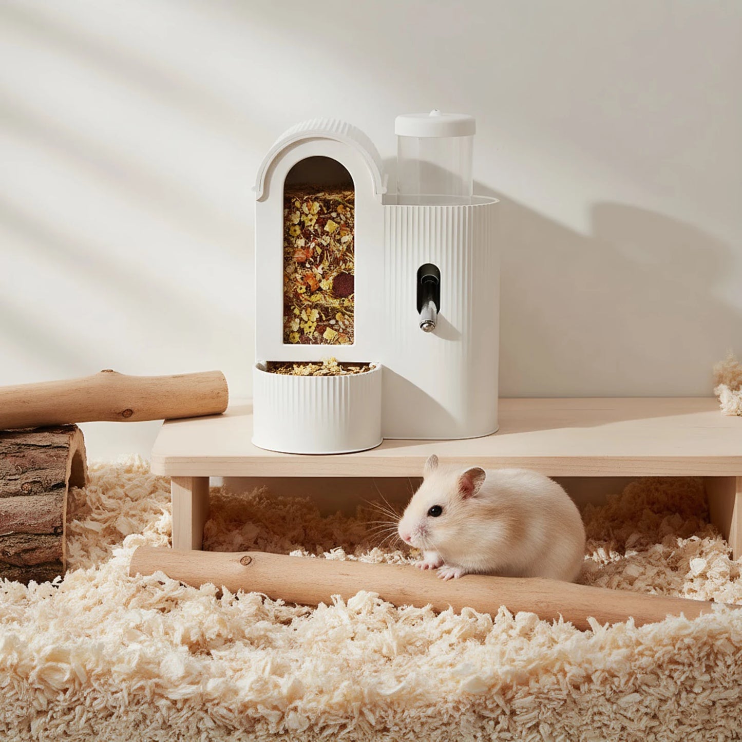 2-in-1 Automatic Food Bowl Large Capacity Hamster Feeder And Waterer Automatic Hamster Feeder No Drip for Hamster Guinea Pig Rat