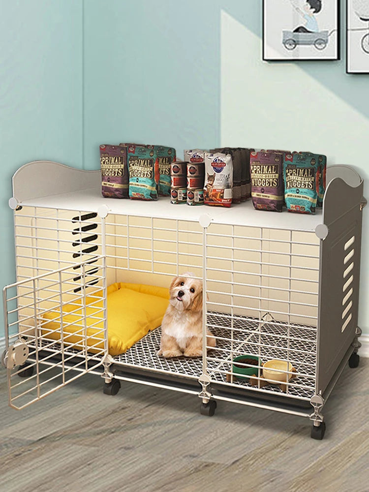 Dog Kennel with Wheels & Tray,