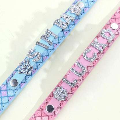 Bling Rhinestone Puppy Dog Collars, Personalized Small Dogs, Chihuahua Collar Custom, Cat Necklace, Free Name Charms
