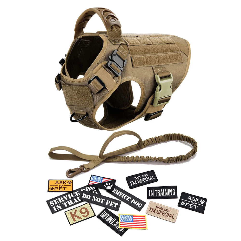 Large Dog Harness Training Vests and Tactic Collar Leash