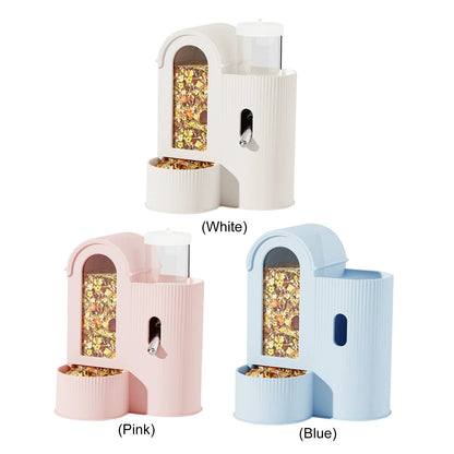 2-in-1 Automatic Food Bowl Large Capacity Hamster Feeder And Waterer Automatic Hamster Feeder No Drip for Hamster Guinea Pig Rat