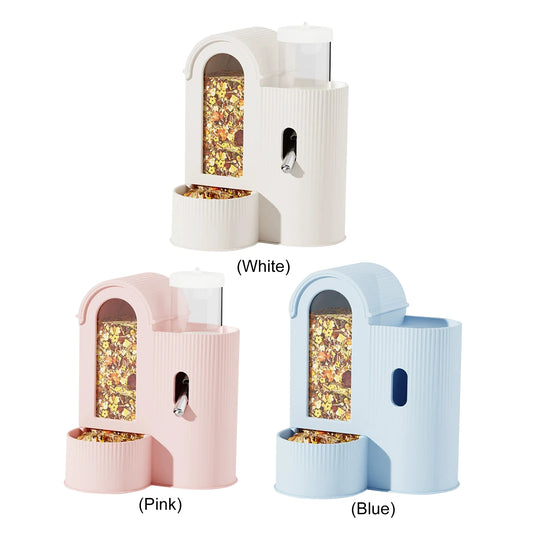 2-in-1 Automatic Food Bowl Large Capacity Hamster Feeder And Waterer Automatic Hamster Feeder No Drip for Hamster Guinea Pig Rat