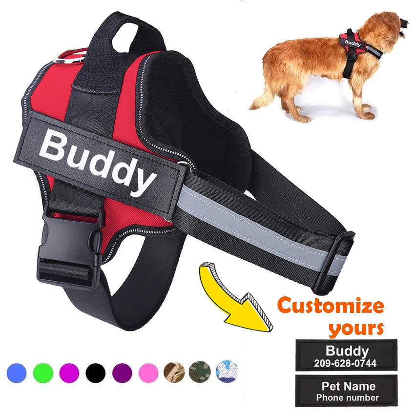 Personalized Dog Harness, NO PULL, Reflective, Breathable, Outdoor Walk Training Accessories