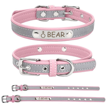 Custom Engraved Leather Dog Collar , Personalized with Name Phone Number, Adjustable Puppy for Medium Large Pet, Gift for Owner