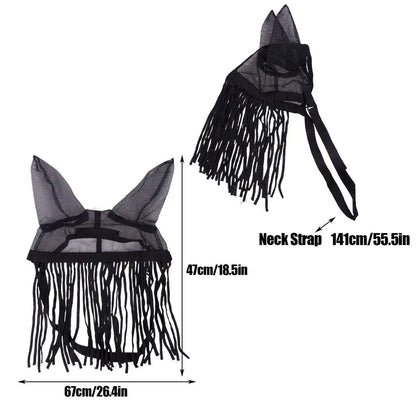 Horse Fly Cover With Ear Mesh With Tassels