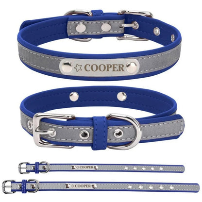 Custom Engraved Leather Dog Collar , Personalized with Name Phone Number, Adjustable Puppy for Medium Large Pet, Gift for Owner