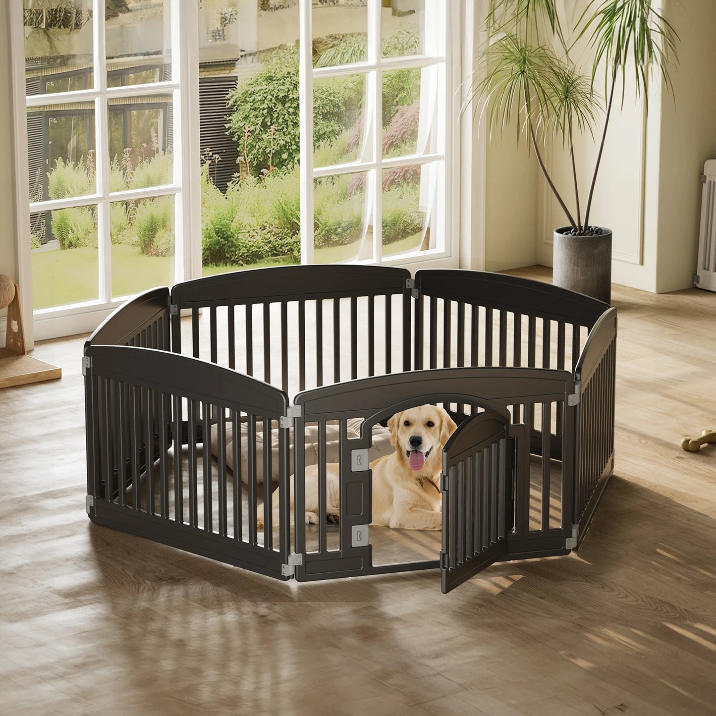 Plastic Folding Portable Dog Playpen for Medium Dogs, which can be placed indoor or outdoor