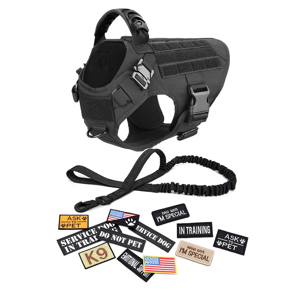 Large Dog Harness Training Vests and Tactic Collar Leash