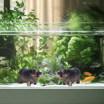 Fish Tank Air Bubbler  with Hippo Aquarium, Resin Oxygen Fish Pump, Pneumatic Air Stone,  Realistic Landscape Decoration