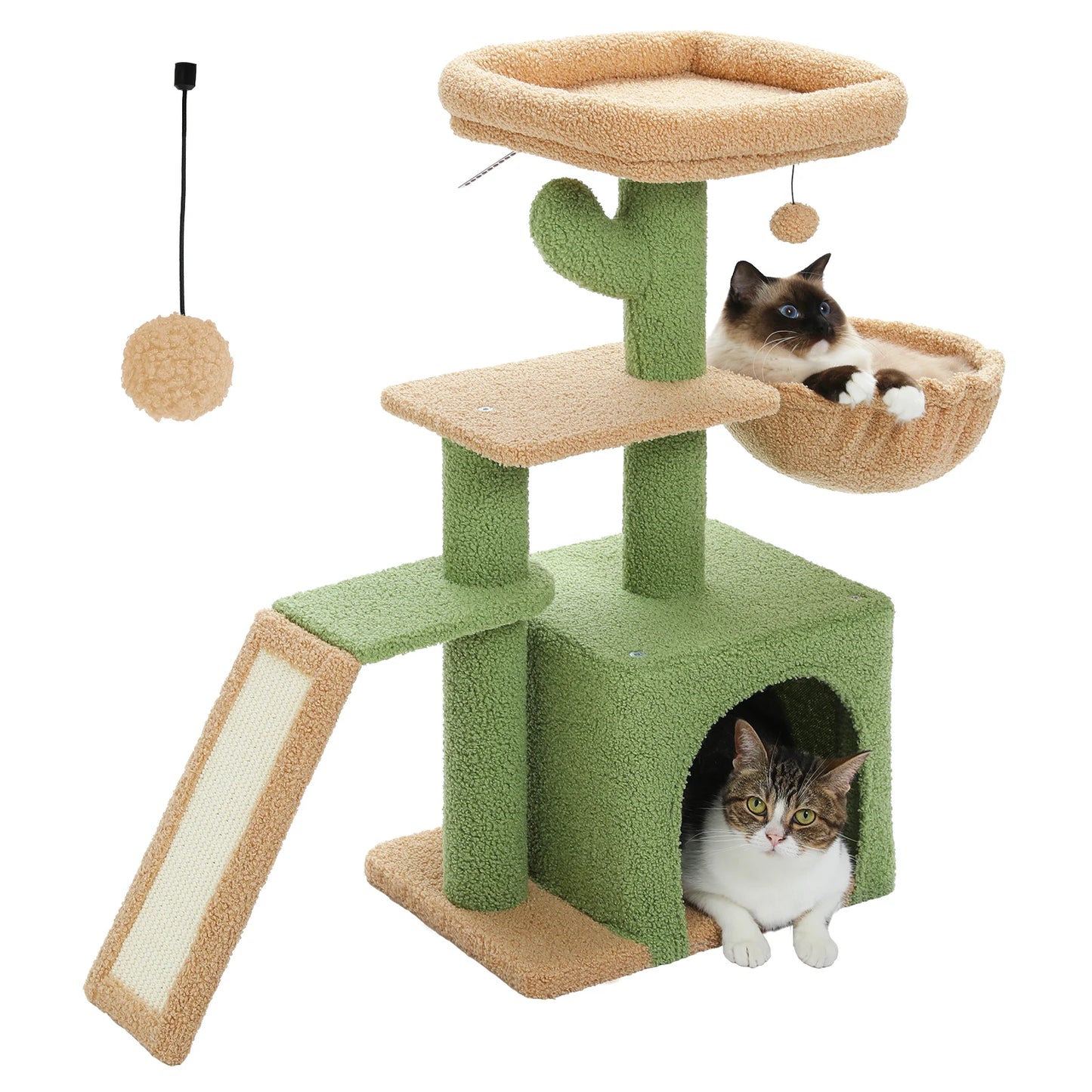 Cat tree and Tower for Indoor with Scratching Posts, Big Hammock, and Removable Top Perch.