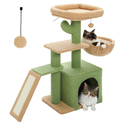 Cat tree and Tower for Indoor with Scratching Posts, Big Hammock, and Removable Top Perch.