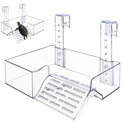 Floating Turtle Basking Platform, Transparent Perforated Climbing Platform with Wide Hook for Aquatic Turtles