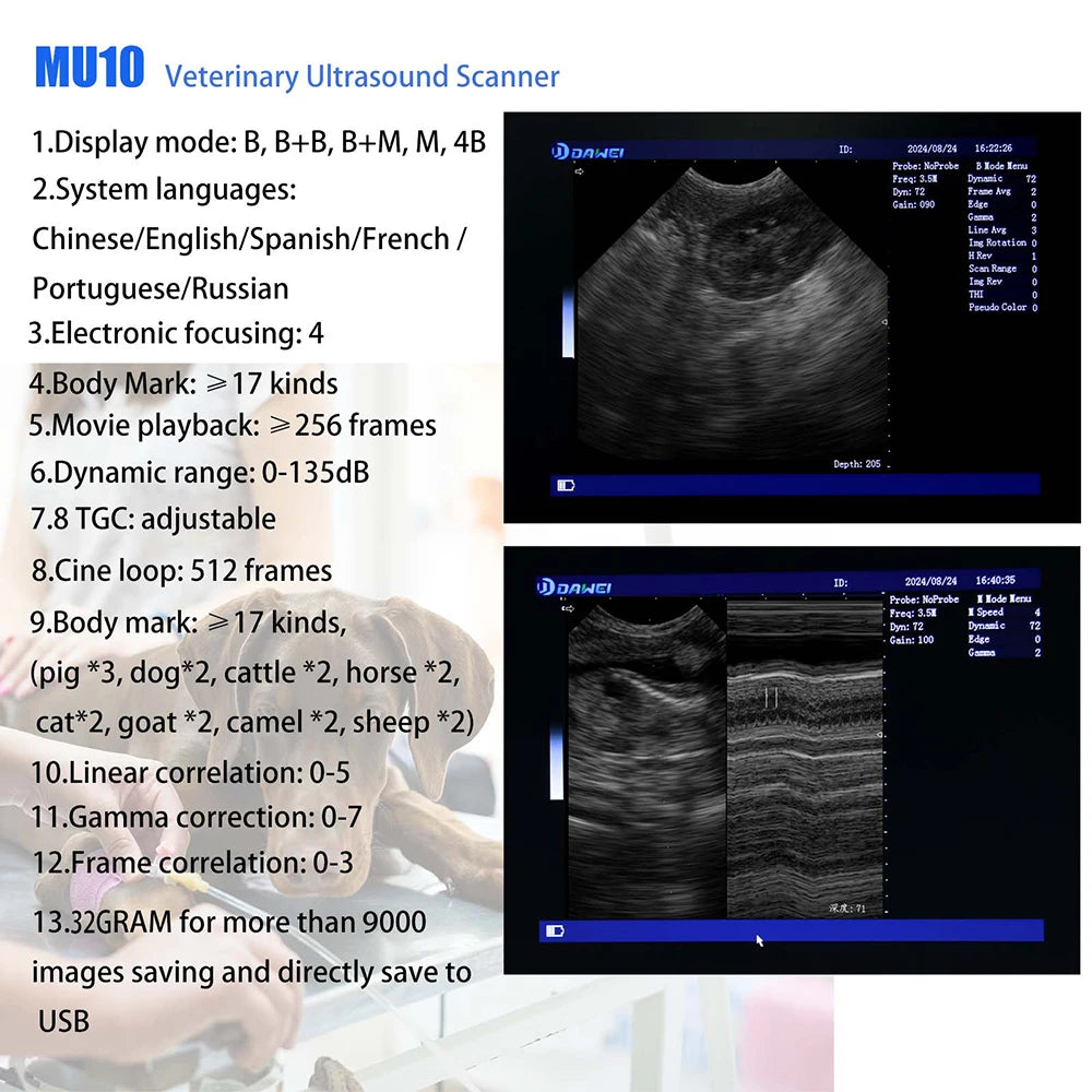 Portable Veterinary Ultrasound Scanner, Laptop Vet Pregnancy B-Ultra Machine, for Animal Farm Home Pet