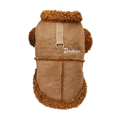 British Style Dog Jacket, Lamb Fleece Winter Dog Clothes for Small Dogs