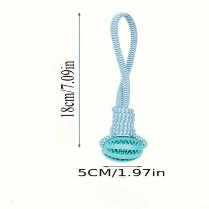 Interactive Dog Treat Ball 18x13cm, Chew Resistant Rope Toy with Food Dispensing for Mental Stimulation