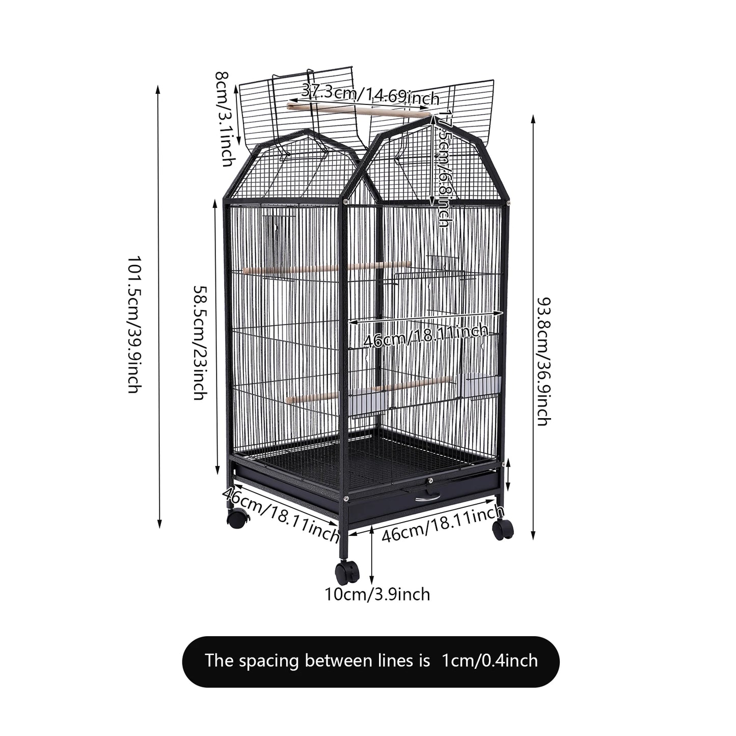 Large 39" Bird Cage  for Parakeets & Lovebirds