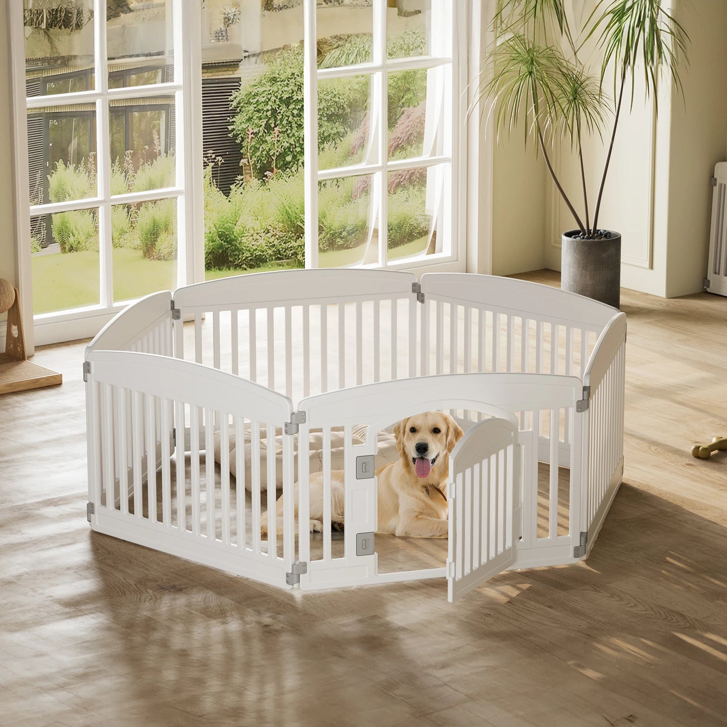 Plastic Folding Portable Dog Playpen for Medium Dogs, which can be placed indoor or outdoor