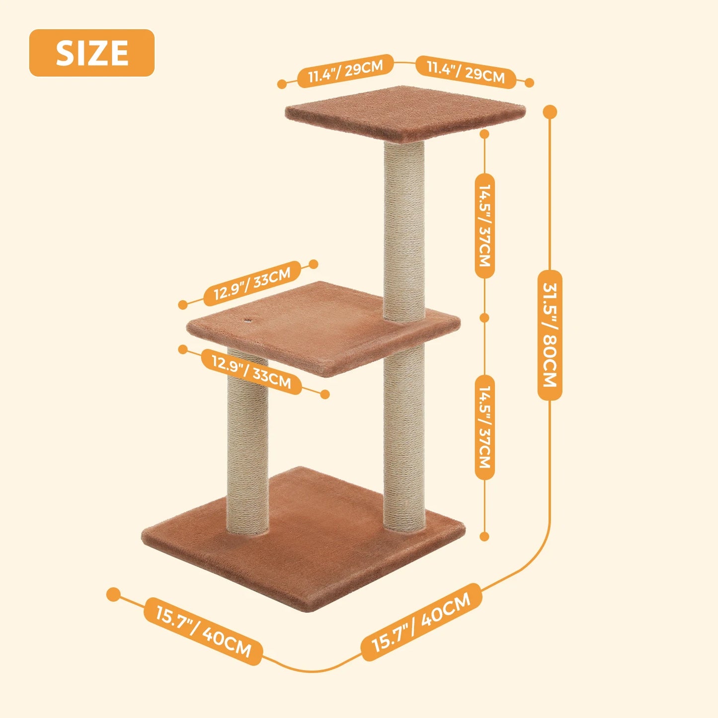 Cat tree and Tower for Indoor with Scratching Posts, Big Hammock, and Removable Top Perch.