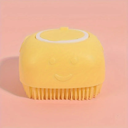 Pet Massage Brush Shampoo Dispenser, Soft Silicone Brush, Rubber Bristle for Dogs and Cats, Shower Grooming Tool