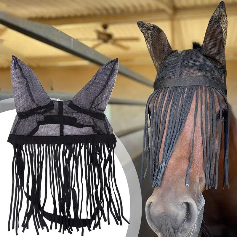Horse Fly Cover With Ear Mesh With Tassels