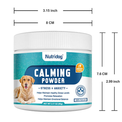 Dog Calming Supplement Powder Anxiety Relief Chamomile Powder for Dog Thunderstorm Separation Anxiety Soothes