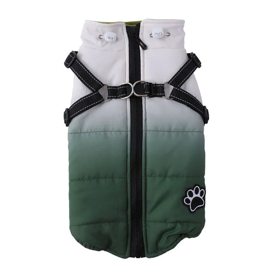 Pet Dog Winter Warm Jacket with Harness, Zipper for Cold Weather
