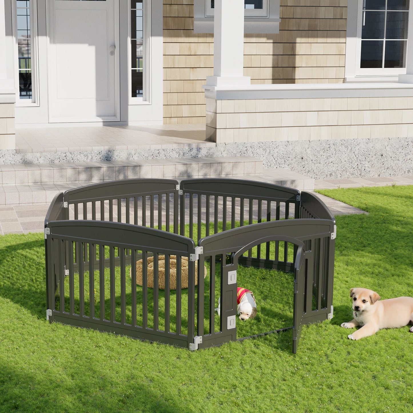 Plastic Folding Portable Dog Playpen for Medium Dogs, which can be placed indoor or outdoor