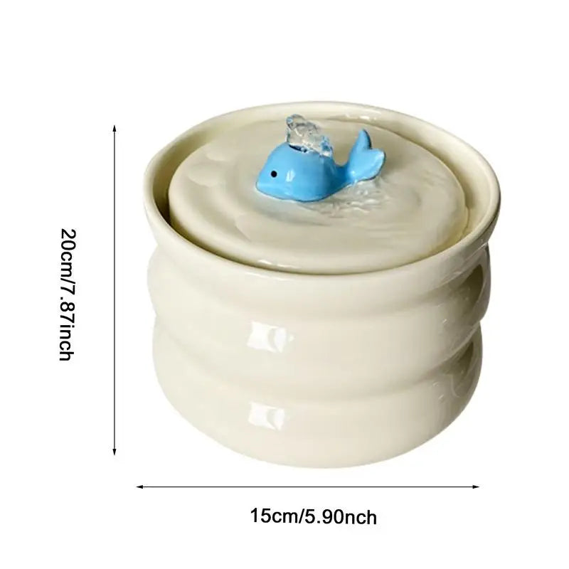 Cat Water Fountain 800ml Ceramic Automatic Low Noise Pet Drinker with Filter Small Dogs Water Dispenser Auto Drinking