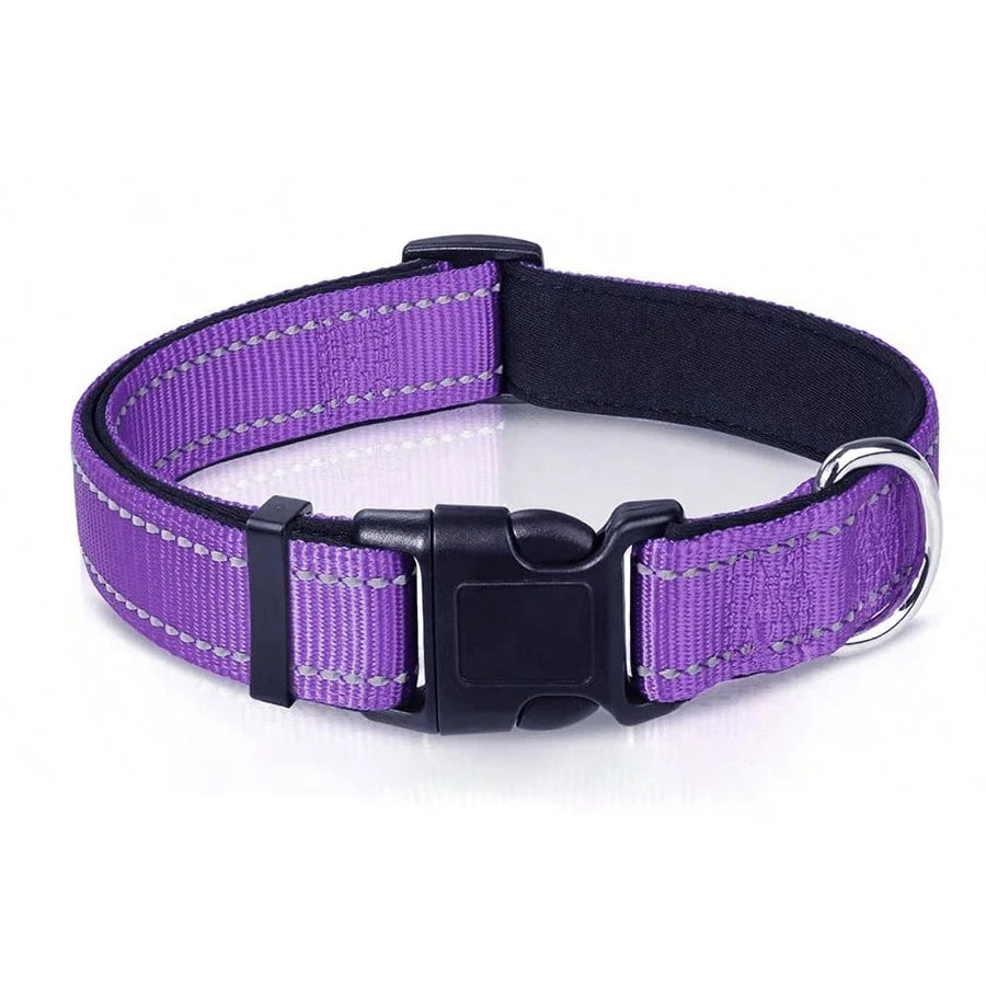 Reflective Dog Collar Soft Padded Breathable Safety Stripes Adjustable Cute Puppy Pet Necklace for Small Medium Large Dog