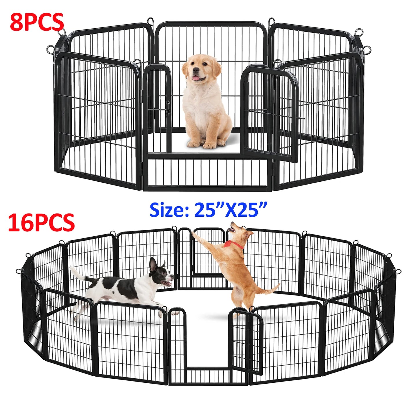 Dog Playpen with Door, Outdoor/Indoor Foldable Metal Pet Fence, Heavy Duty Puppy Exercise Pen for Yard, RV Camping,