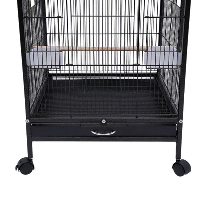 40-Inch Bird Cage with Open-Top and Rolling Stand,